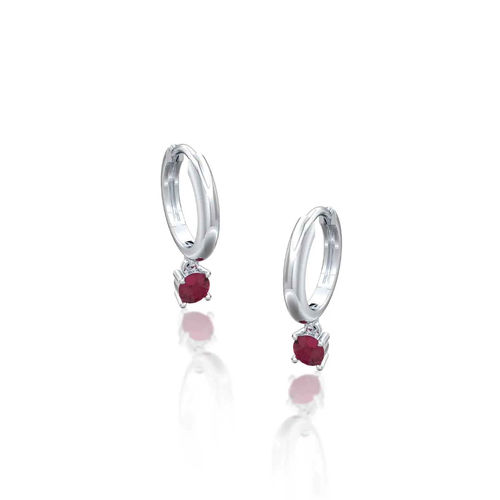 Fortune white gold january birthstone hoops with garnet drops