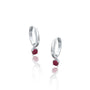 Fortune white gold january birthstone hoops with garnet drops