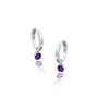 White gold february birthstone hoops with amethyst drops