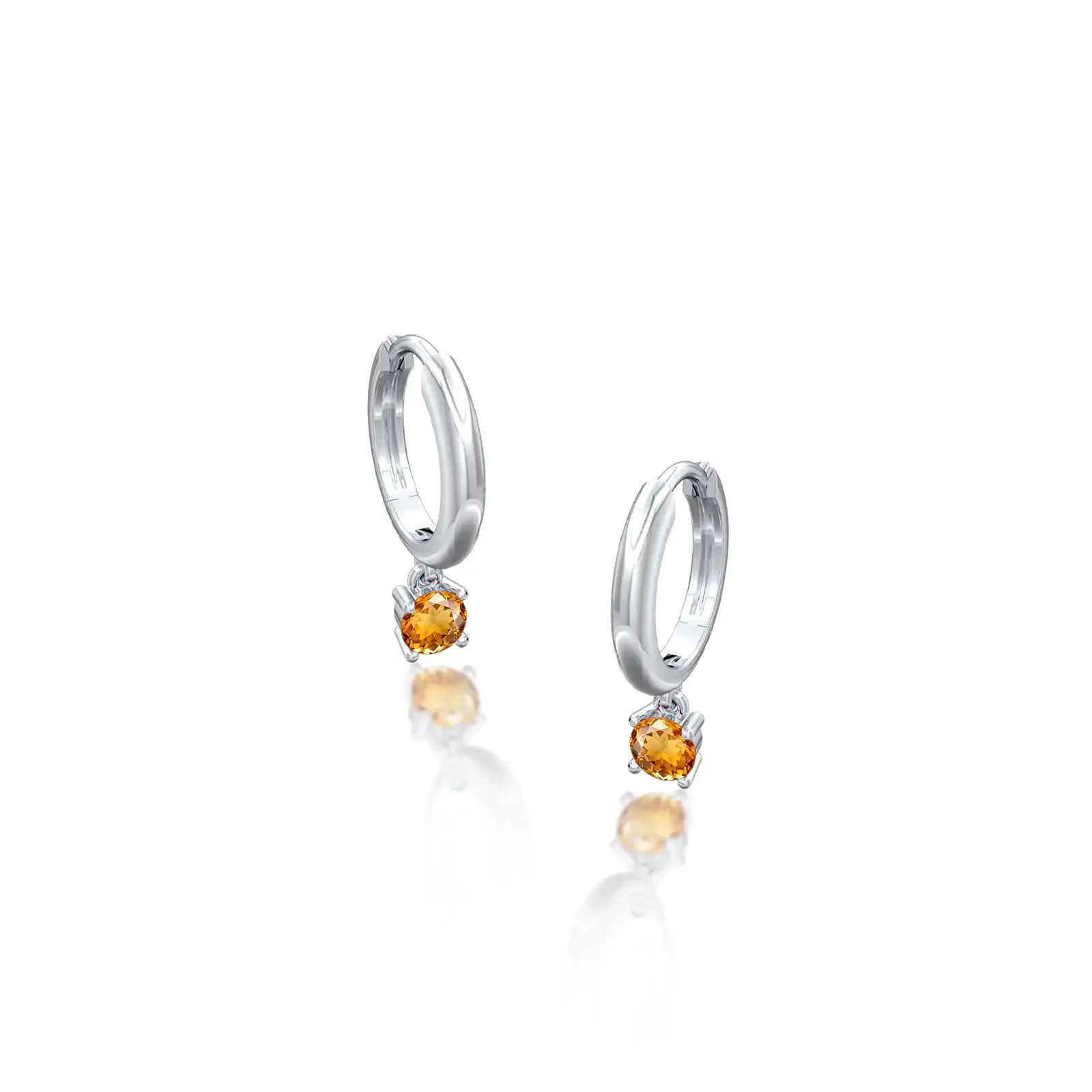 Fortune white gold november birthstone hoops with citrine drops 8.50 mm