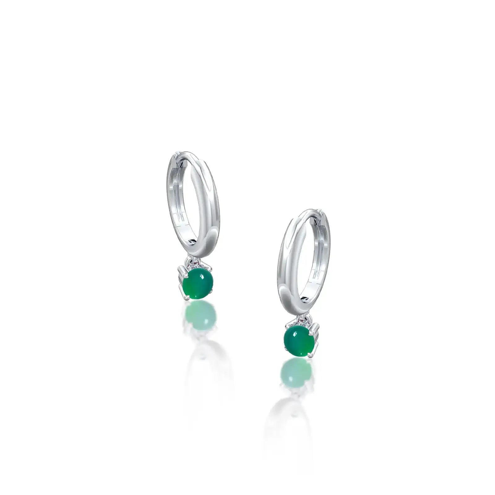 Fortune white gold May birthstone hoops with green agate drops 8.50 mm