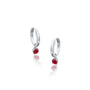 Trendy July birthstone hoops with opaque ruby drops 8.50 mm