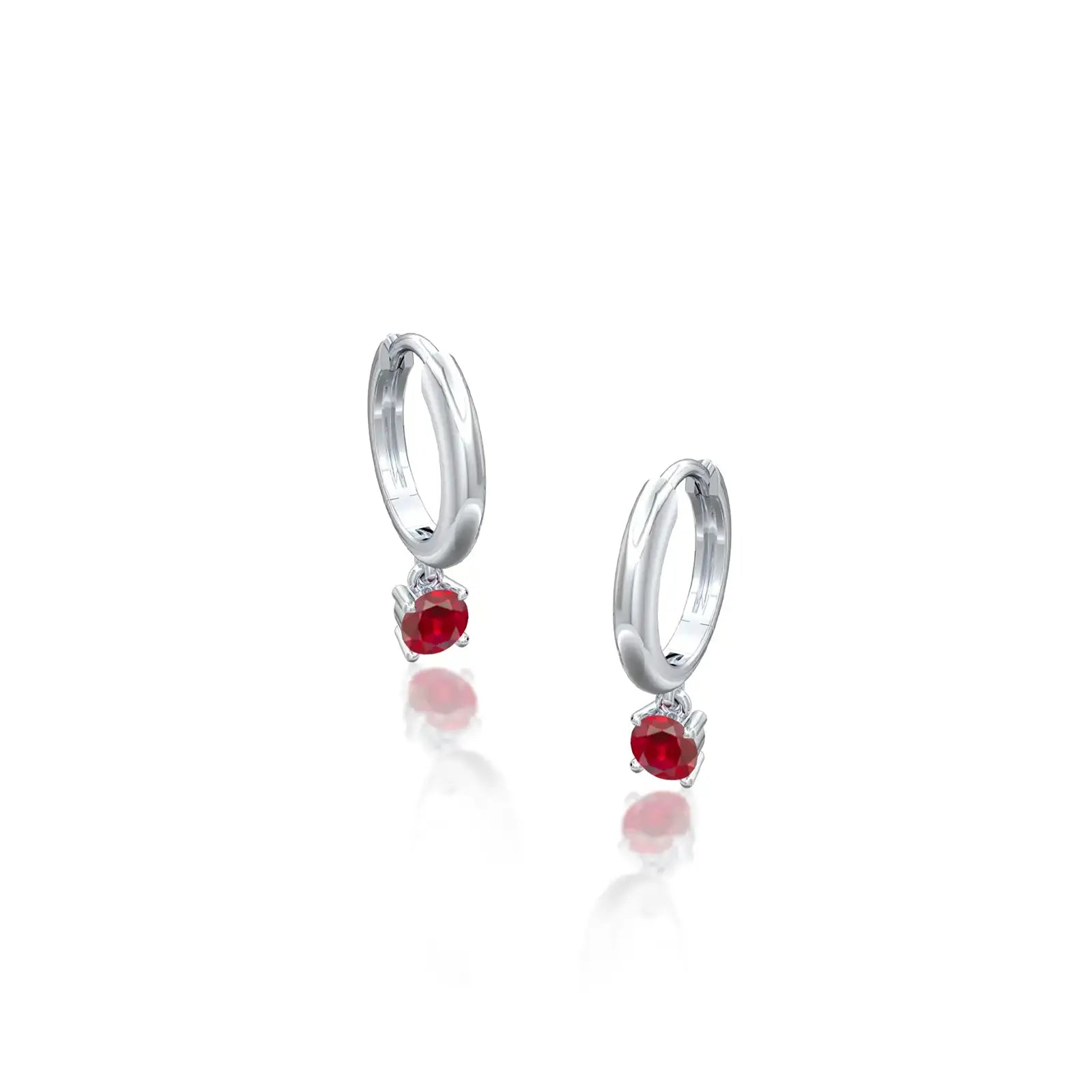 Trendy July birthstone hoops with opaque ruby drops 8.50 mm