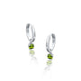 White gold august birthdstone hoops with peridot drops for women