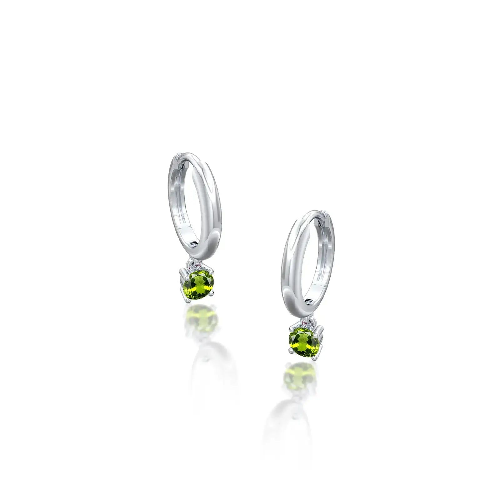 August birthstone hoops with peridot drops 8.50 mm