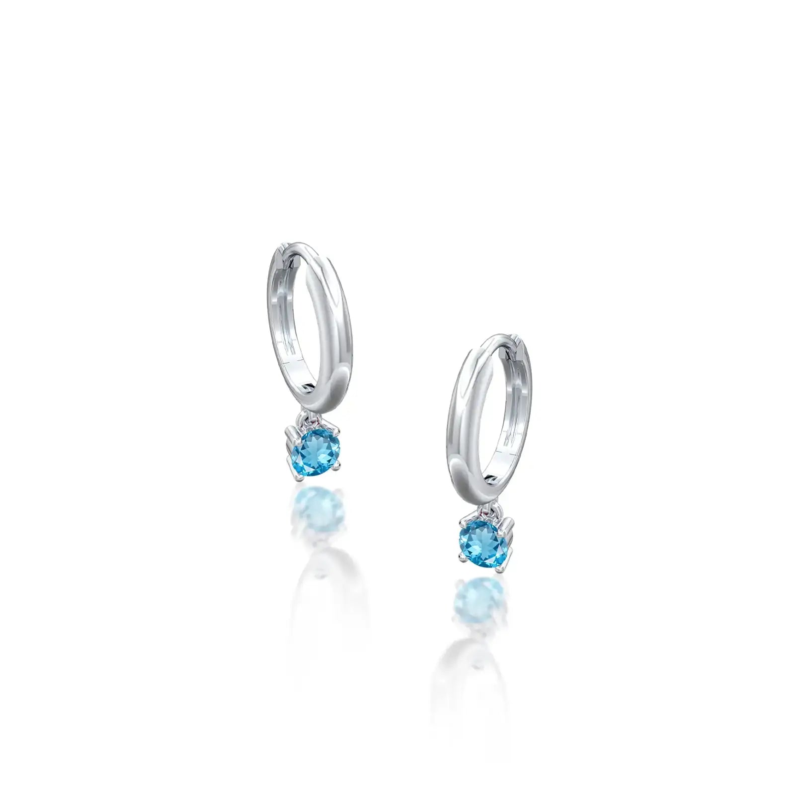 Fortune white gold march birthstone hoops with swiss blue topaz drops 8.50 mm