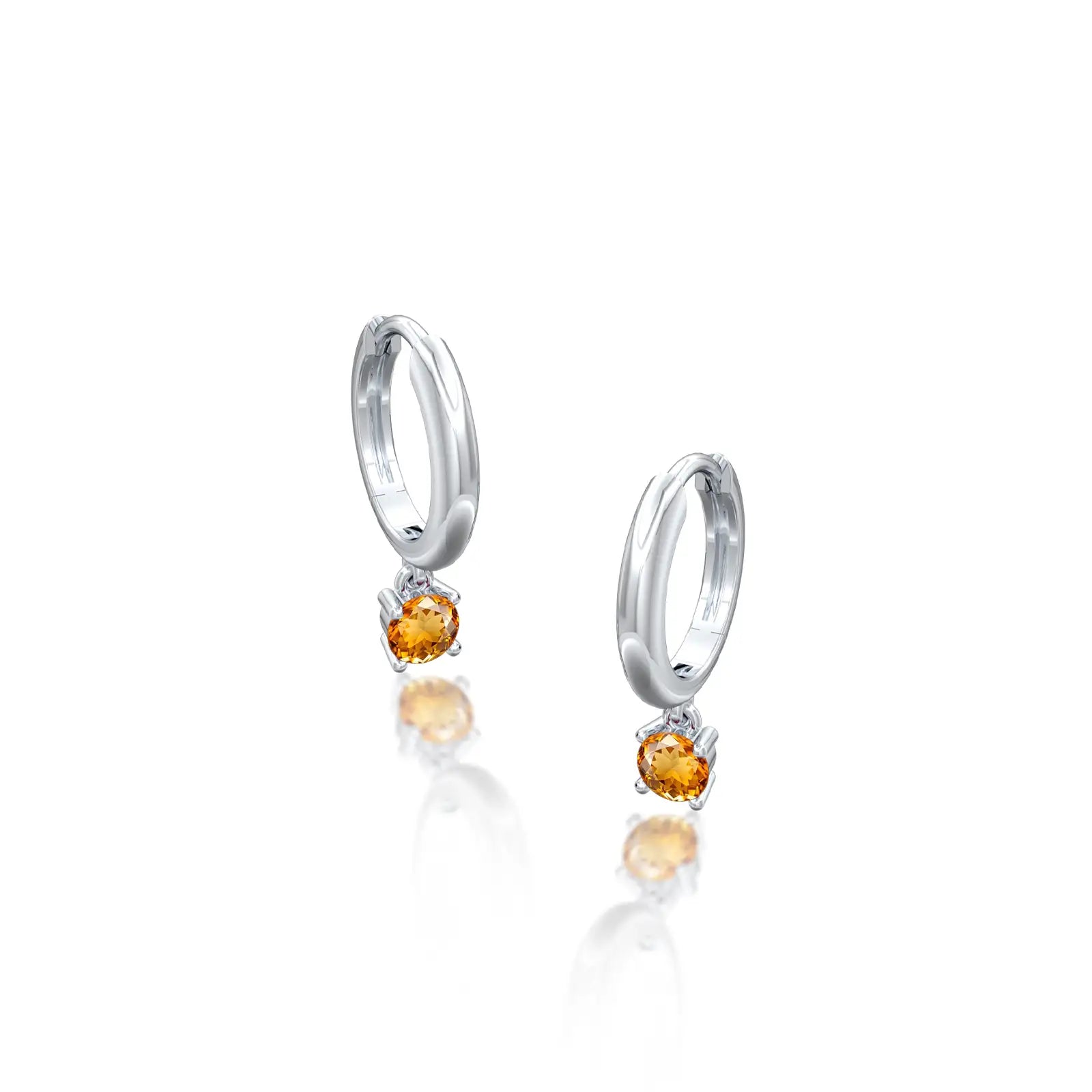 Trendy white gold november birthdstone hoops with citrine drops