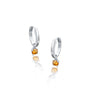 Trendy white gold november birthdstone hoops with citrine drops