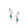 White gold may birthdstone hoops with green agate drops