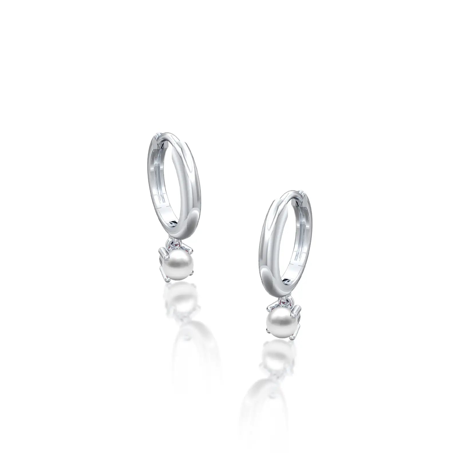 White gold june birthdstone hoops with mother of pearl drops