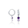 Fortune white gold february birthstone hoops with amethyst drops