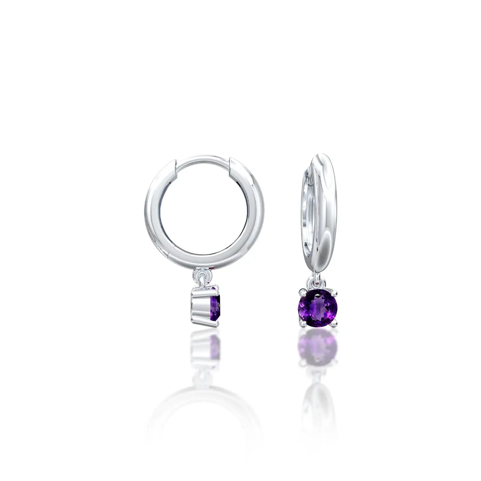 Fortune white gold february birthstone hoops with amethyst drops