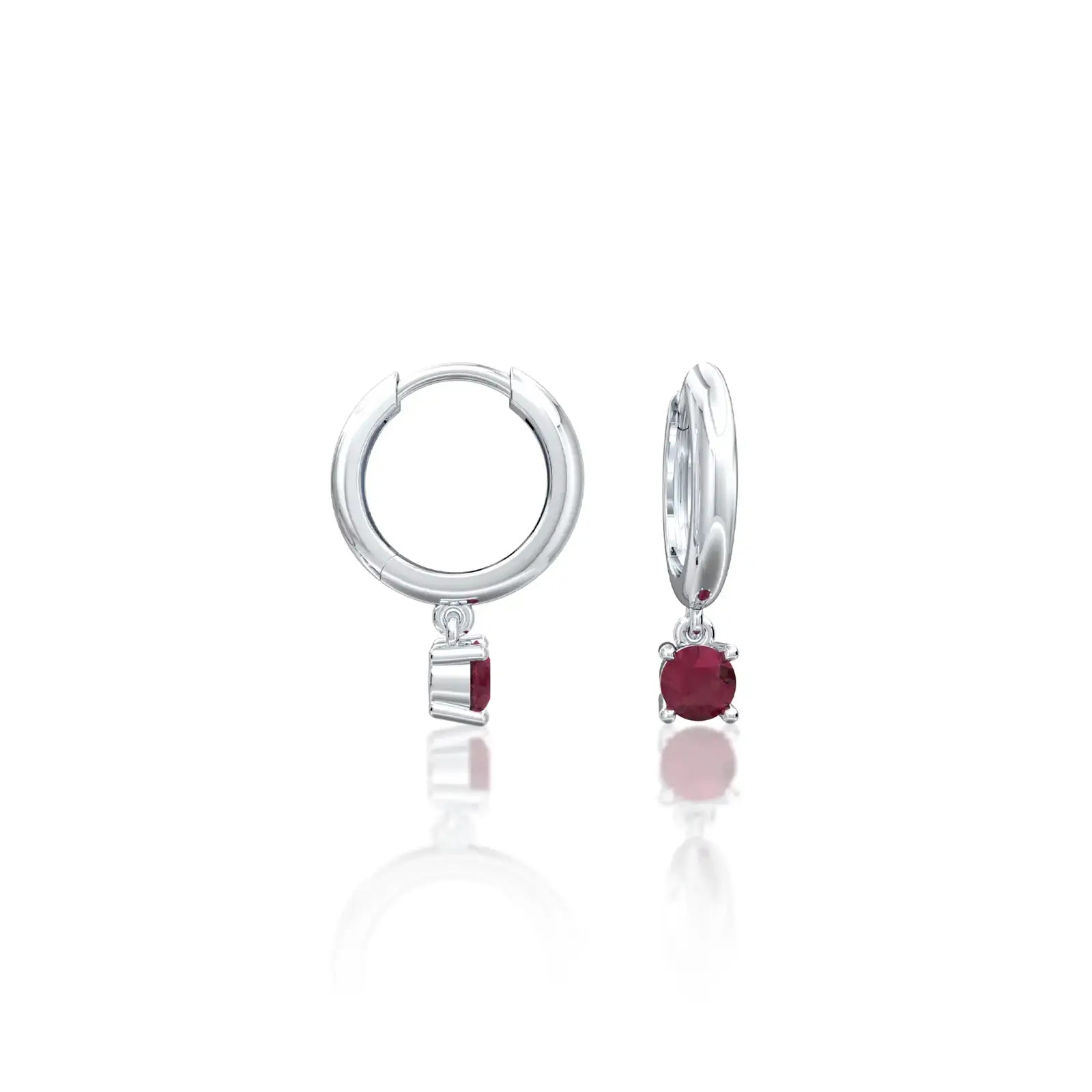 Fortune white gold january birthstone hoops with garnet drops 8.50 mm
