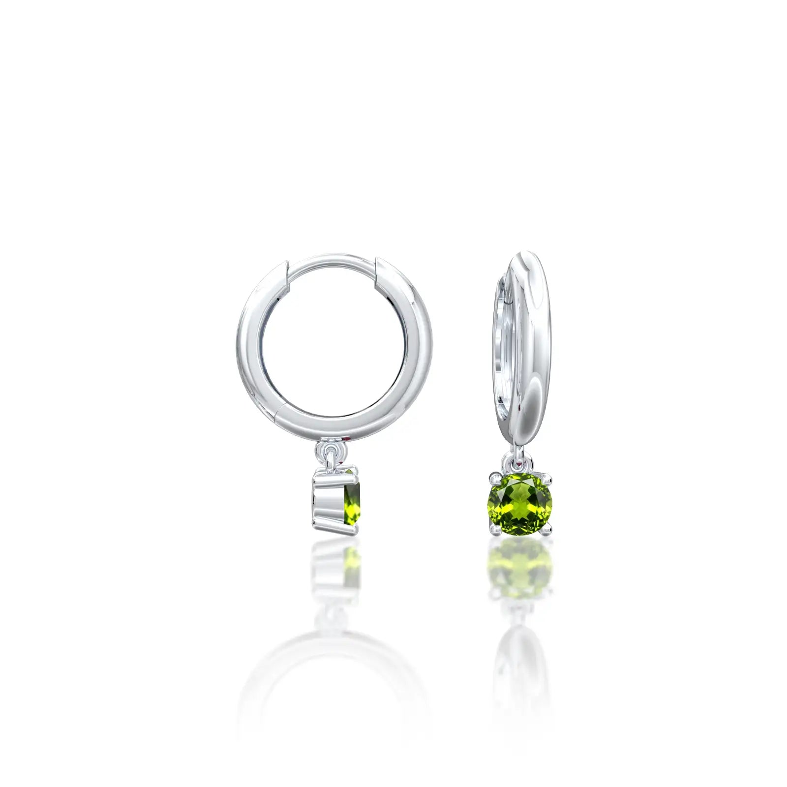 Fortune white gold august birthdstone hoops with peridot drops