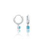 Fortune white gold trendy december birthstone hoops with turquoise drops 8.50 mm