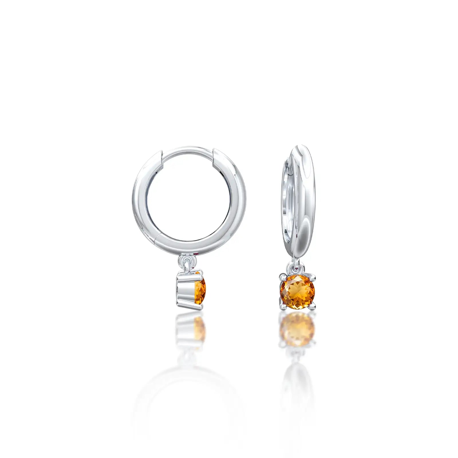White gold november birthdstone hoops with citrine drops