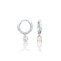 Fortune white gold october birthdstone hoops with opal drops