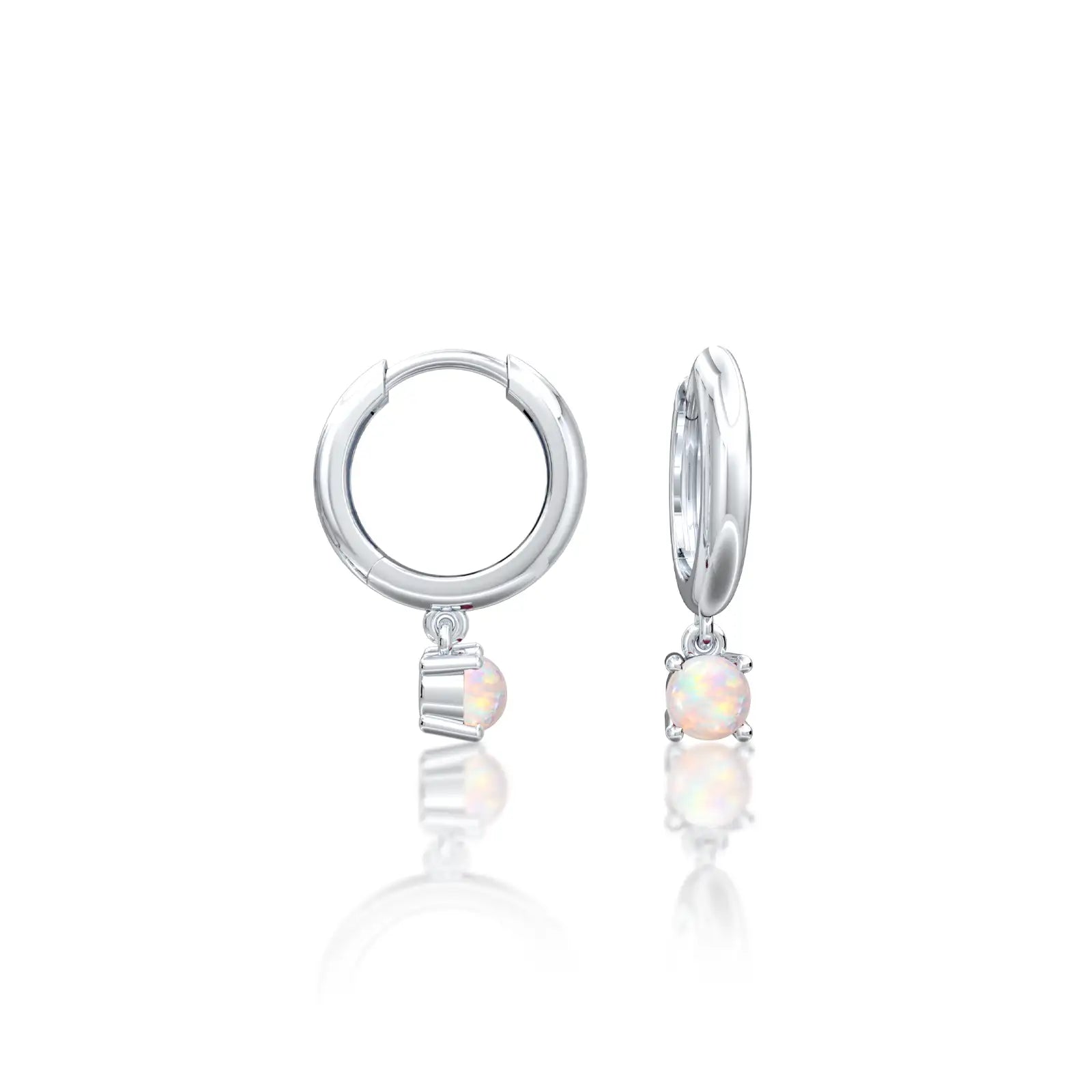 Fortune white gold october birthdstone hoops with opal drops