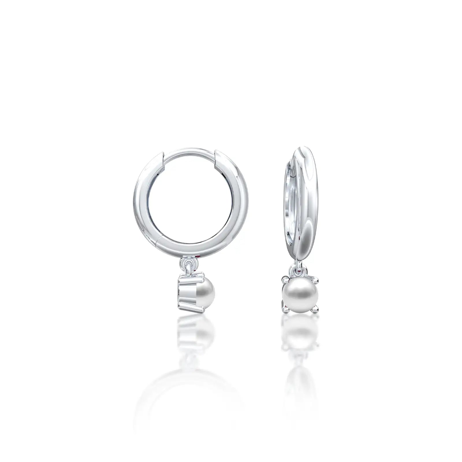 Fortune white gold june birthdstone hoops with mother of pearl drops