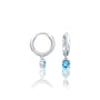 Fortune white gold march birthdstone hoops with swiss blue topaz drops