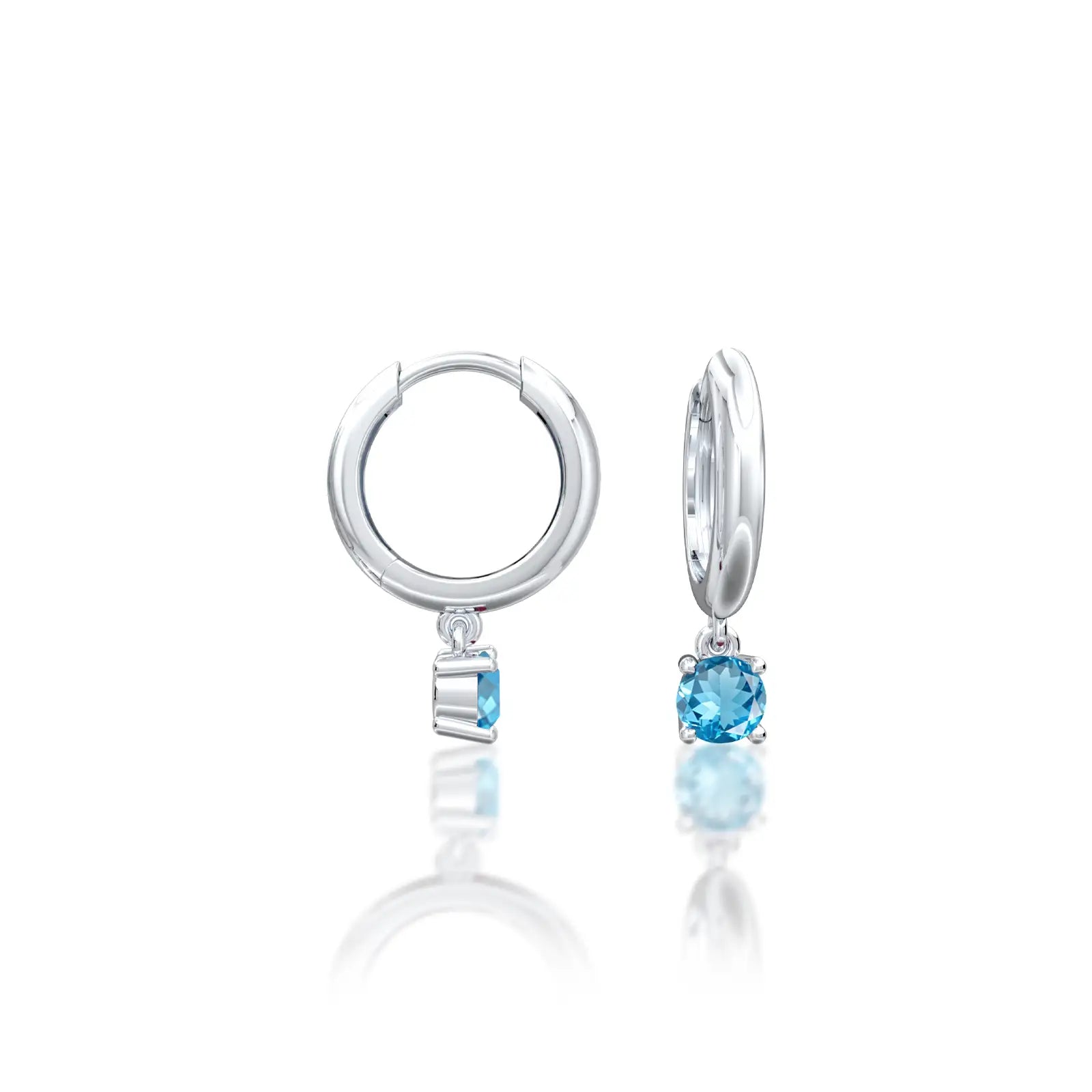 Fortune white gold march birthdstone hoops with swiss blue topaz drops