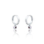 Unique white gold february birthstone hoops with amethyst drops 8.50 mm
