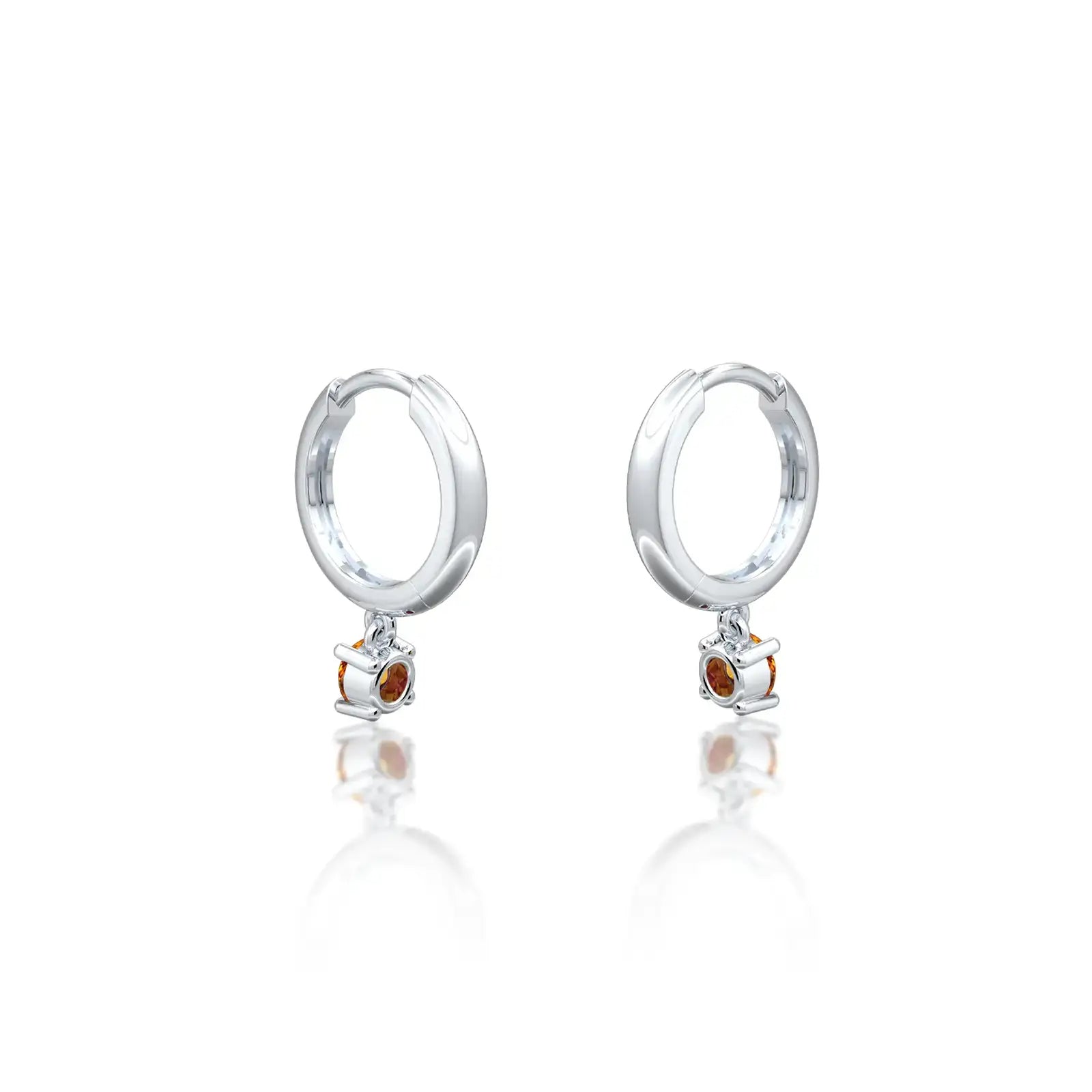 Back view of November birthstone hoops with citrine drops 8.50 mm for office wear