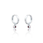 Unique white gold january birthstone hoops with garnet drops 8.50 mm