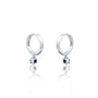 White gold September birthstone hoops with London blue topaz drops 8.50 mm for women