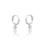 Back view of trendy June birthstone hoops with mother-of-pearl drops 8.50 mm for women
