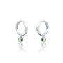 White gold august birthdstone hoops with peridot drops