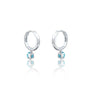 Unique white gold trendy december birthstone hoops with turquoise drops 8.50 mm