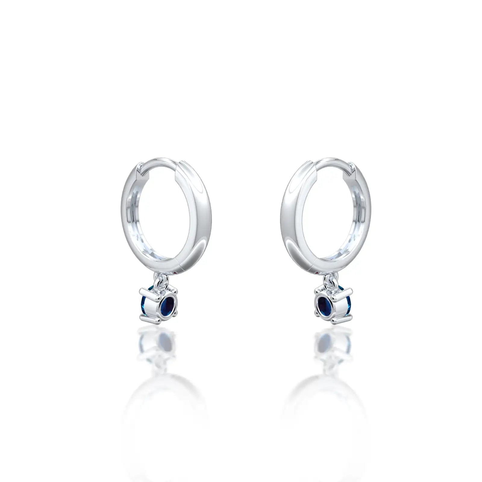 Fortune white gold september birthdstone hoops with london blue topaz drops