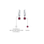 White gold descriptive image of january birthstone hoops with garnet drops 