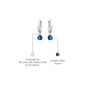 Descriptive detail of September birthstone hoops with London blue topaz drops