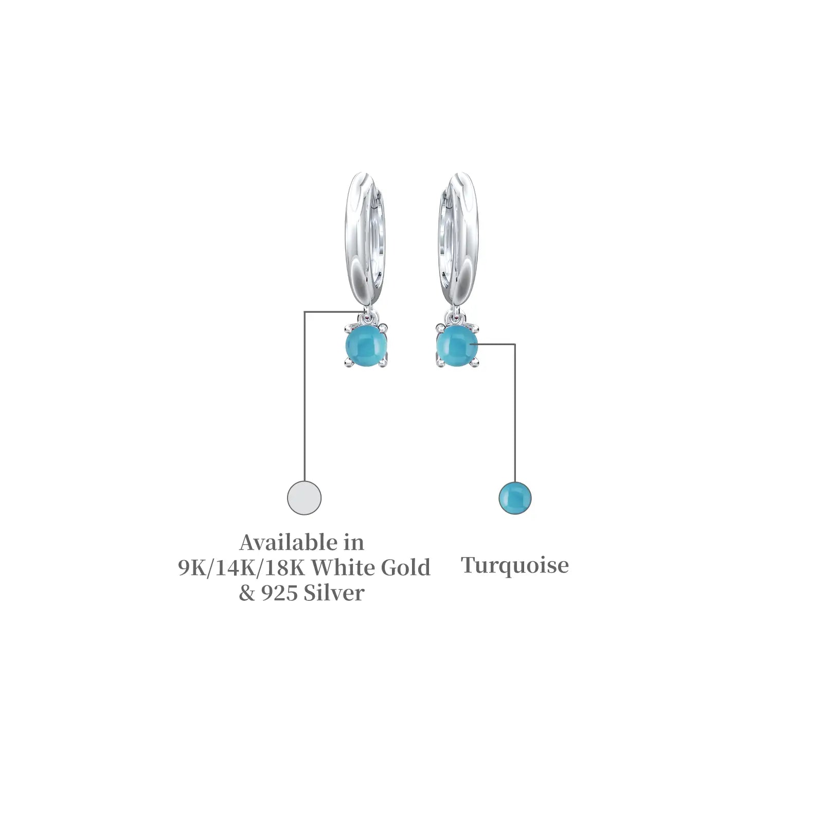 Descriptive image of december birthstone hoops with turquoise drops 