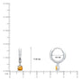 Dimension detail of white gold November birthstone hoops with citrine drops, 8.5 mm