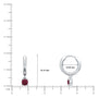 Dimension details of white gold january birthstone hoops with garnet drops 10 mm