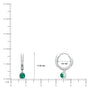 Dimension detail of white gold may birthdstone hoops with green agate drops 8.5 mm