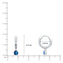 Dimension detail of September birthstone hoops with London blue topaz drops 10 mm