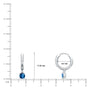 Dimension detail of September birthstone hoops with London blue topaz drops 8.5 mm