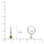 Dimension details of August birthstone hoops with peridot drops 8.5 mm
