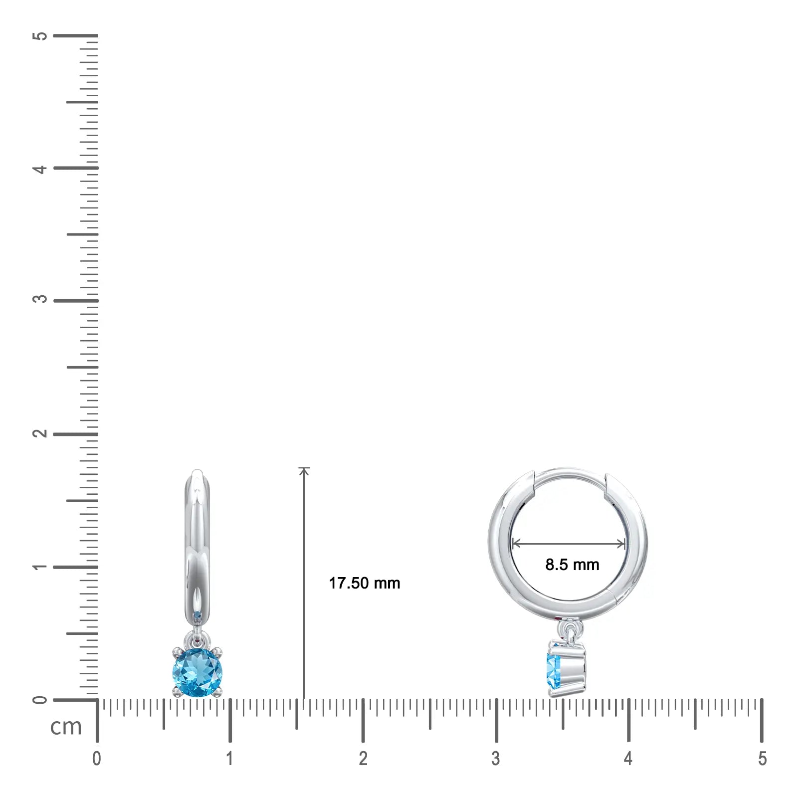 Fortune white gold dimension details of march birthstone hoops with swiss blue topaz drops 8.5 mm