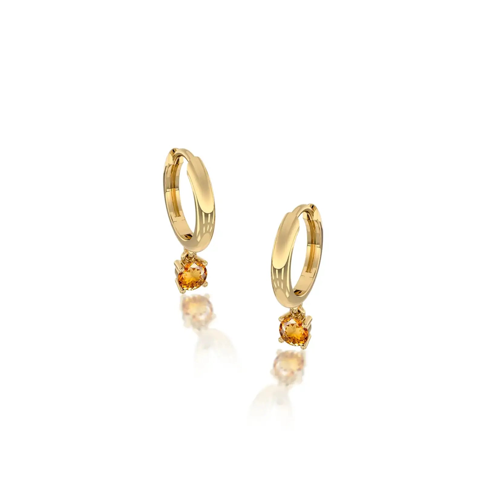 Fortune yellow gold november birthstone hoops with citrine drops 8.50 mm