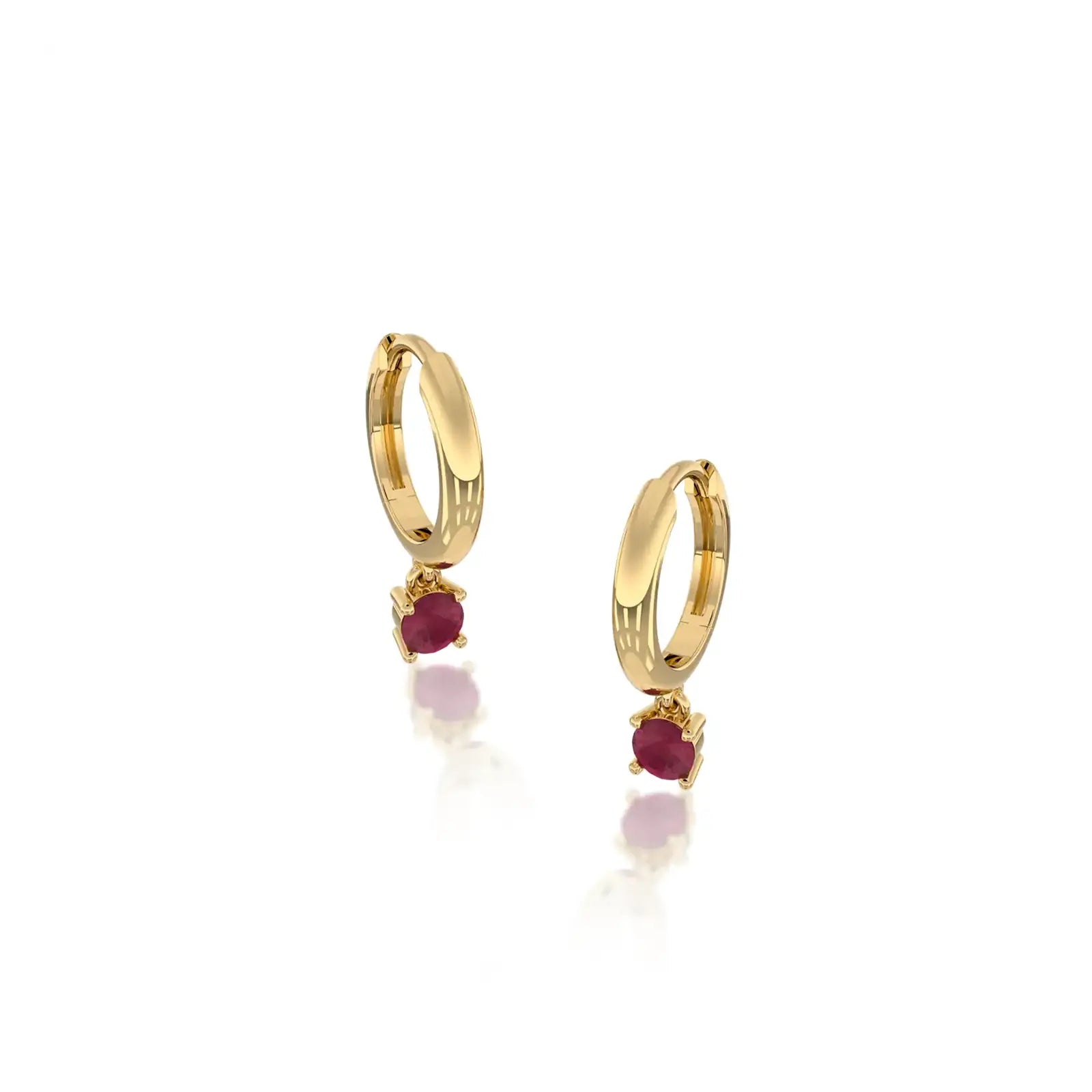 Fortune yellow gold january birthstone hoops with garnet drops 8.50 mm