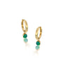 May birthstone hoops with green agate drops 8.50 mm for office wear