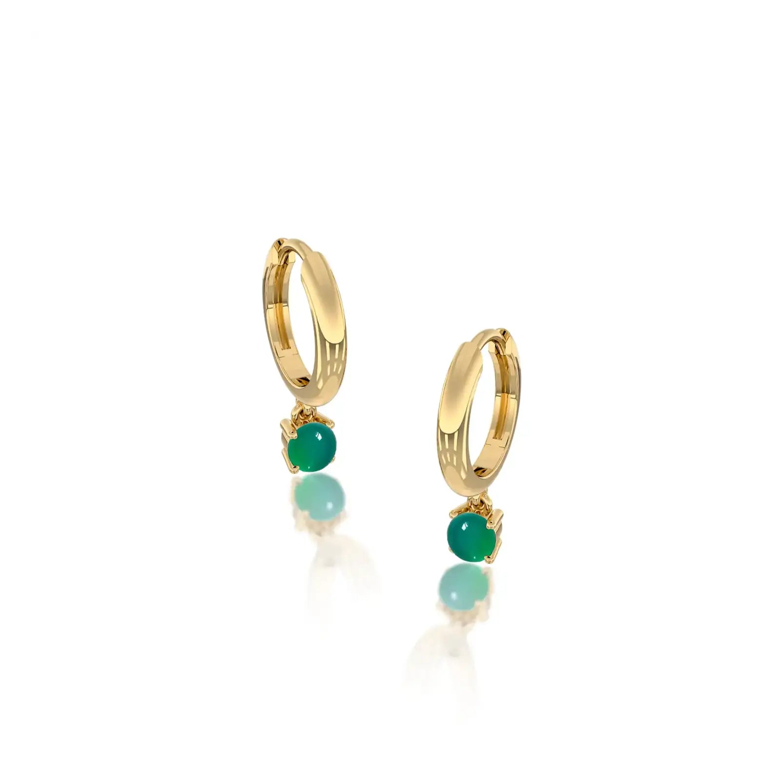 May birthstone hoops with green agate drops 8.50 mm for office wear
