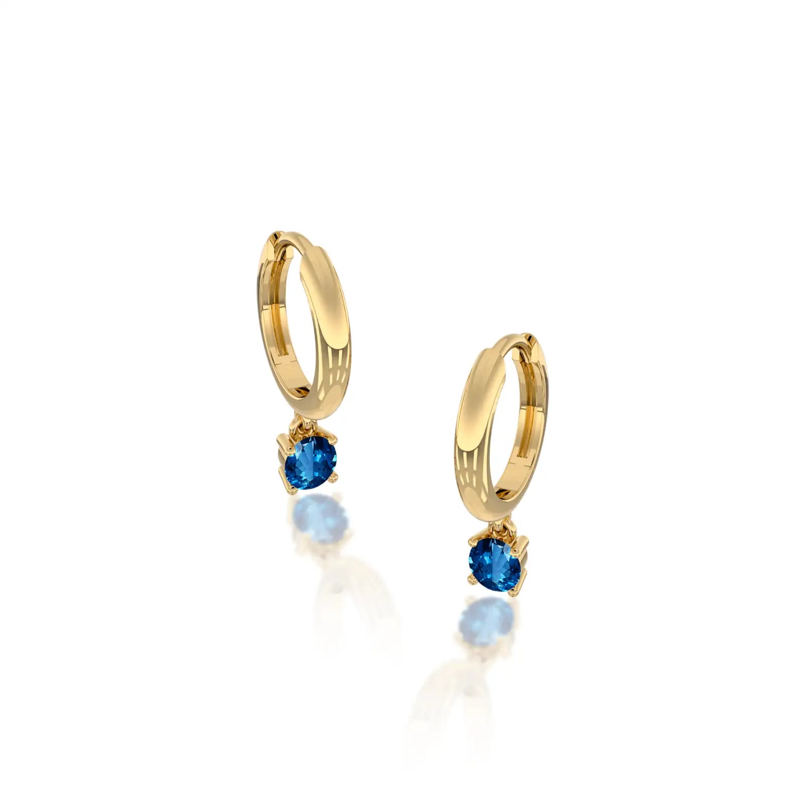 September birthdstone hoops with london blue topaz drops