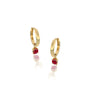 Fortune trendy July birthstone hoops with opaque ruby drops 8.50 mm