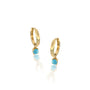 Fortune yellow gold trendy December birthstone hoops with turquoise drops 8.50 mm